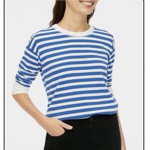 J Crew factory ladies blue and white striped long sleeve tee shirt medium Breton